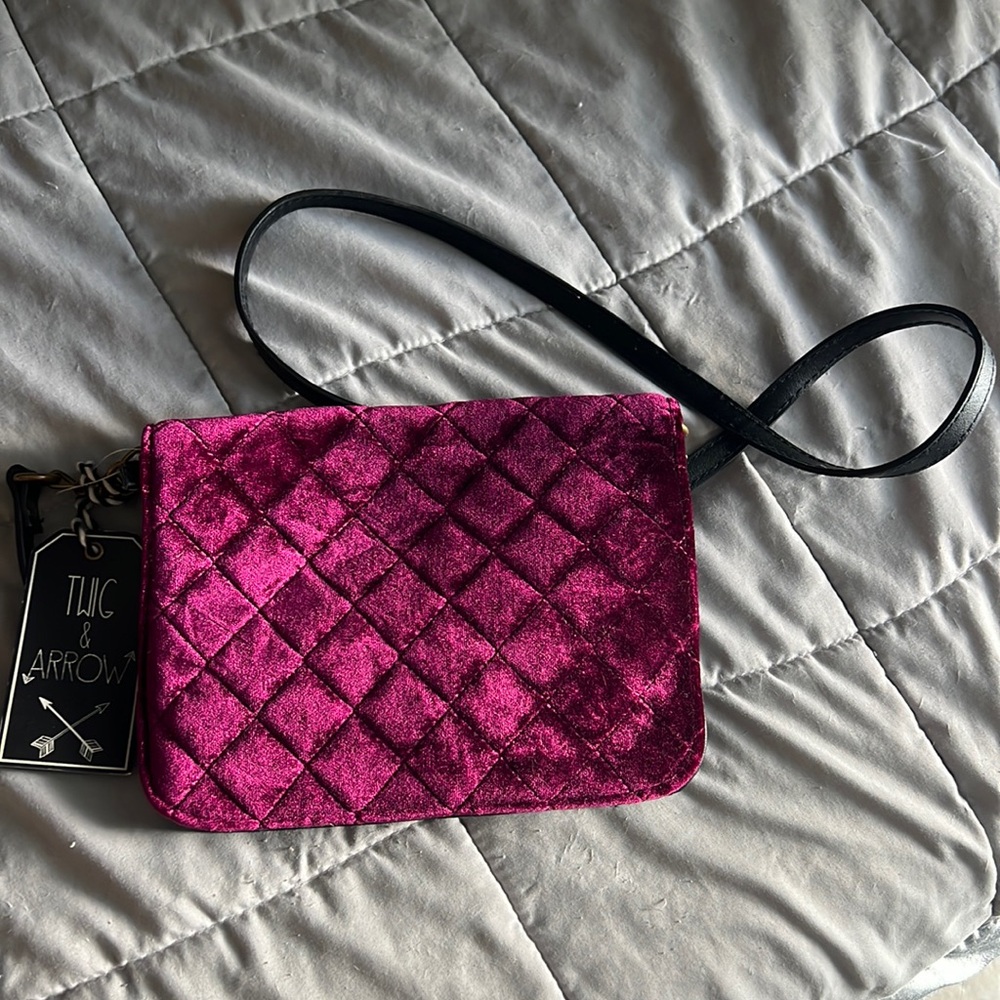 Cute and Festive Maroon velvet crossbody bag